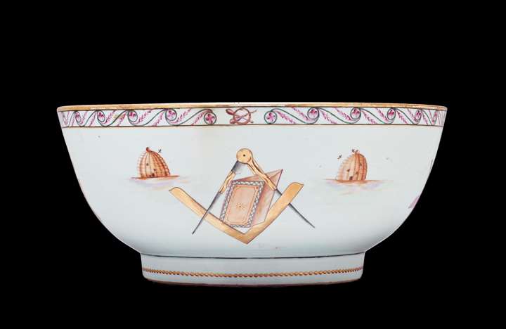 Chinese export porcelain Masonic Punchbowl 
